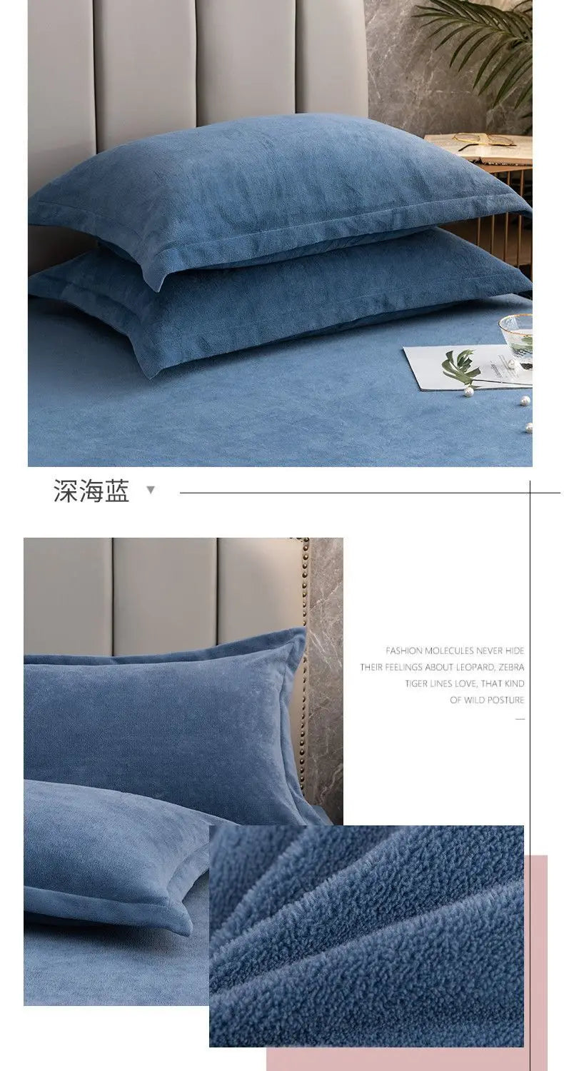 Coral Fleece Soft Winter Pillowcase Solid Plain Simple Home Bedroom House Hold Pillow Case Cover Zipper Warm  Comfortable