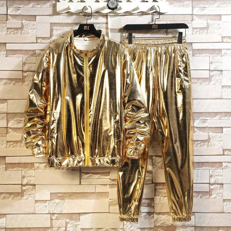 Men's Performance Costume: Gold and Silver Suit