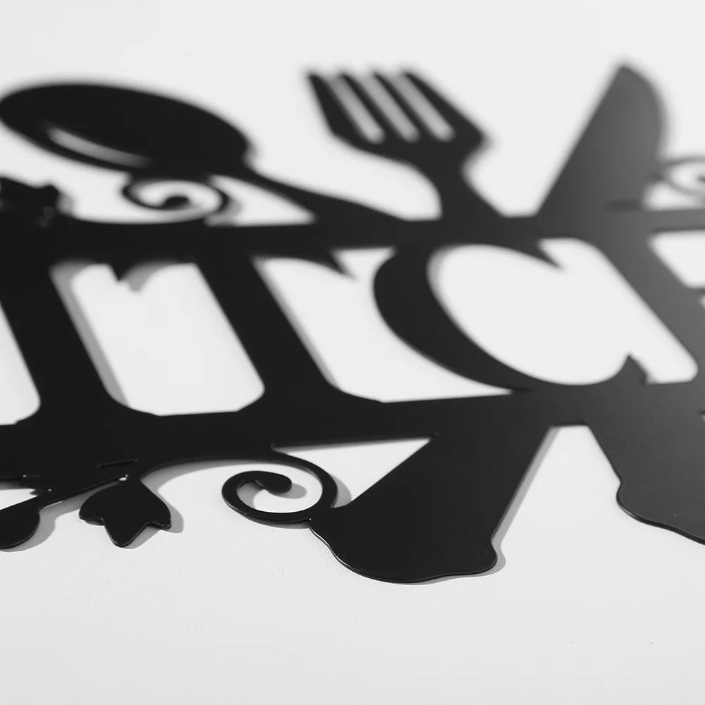 Kitchen Black Letter Metal Art Signs Wall Decor Rustic Plaque CutOut Kitchen Door Dining Room Decoration Home Decorative