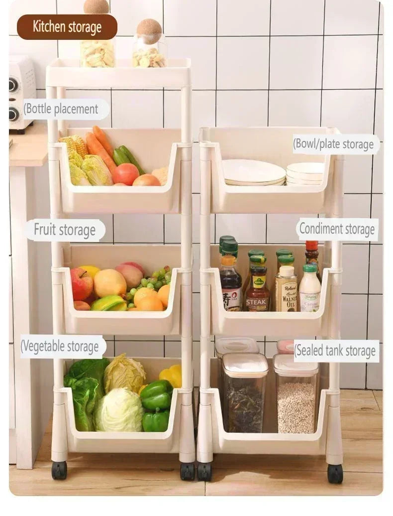 Mobile Bookshelf Multi-Layer Bathroom Shelves With Wheels Kitchen Groceries Organizer Shelf Bedroom Storage Rack Utility Cart