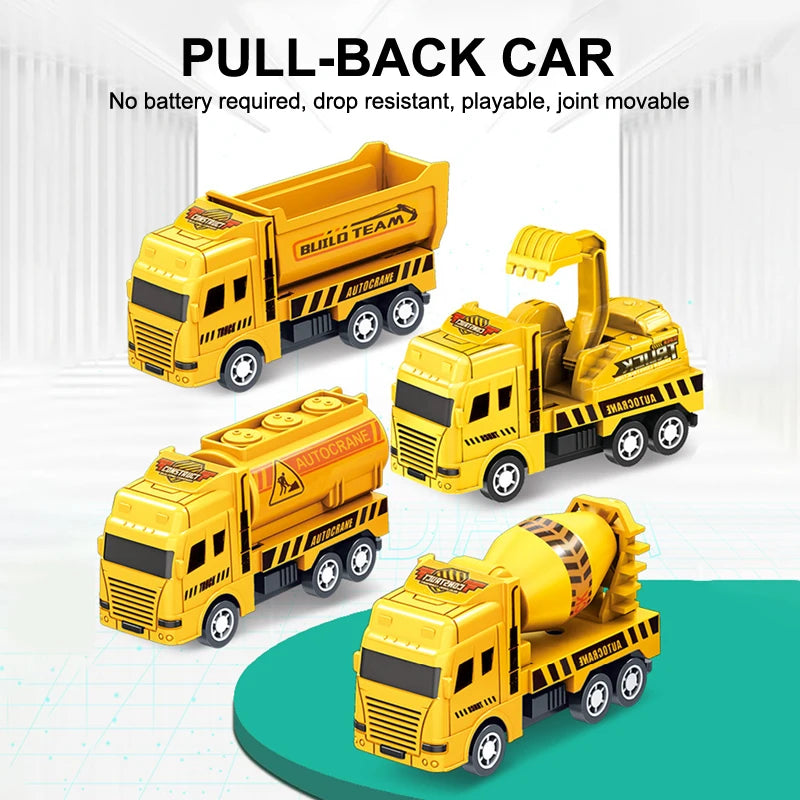 【S】1 Pc Educational Cars Children Kid Pull Back Toy Warrior Engineering Vehicle Model Four Mini Cars High Quality