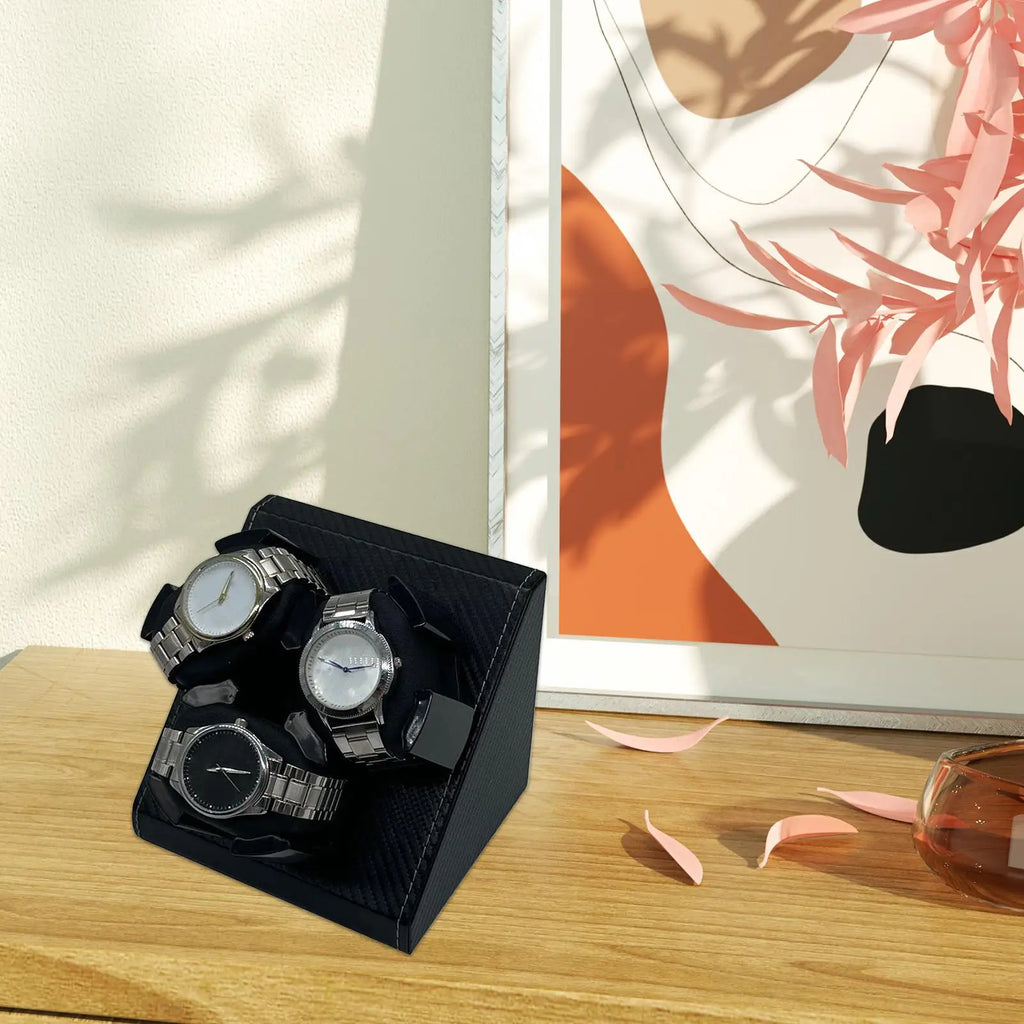 Watch Winder for Automatic Watch Carbon Fiber Styling USB Organizer Watch Holder Motor Shaker Box Collector for Gifts Women Men