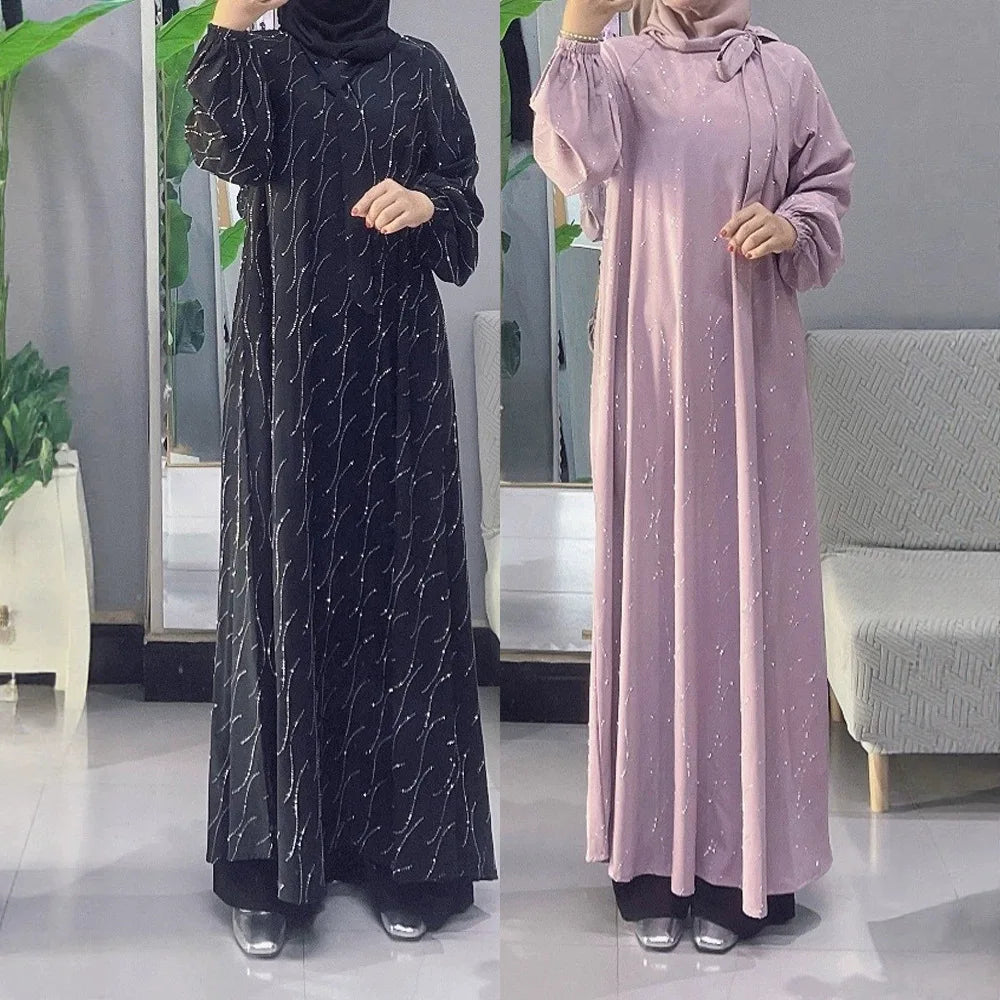 Muslim Dress Women Eid Abaya Party Dresses Jalabiya Diamonds Abayas Sashes Dubai Kaftan Ramadan Vestidos Morocco Arab Long Robe