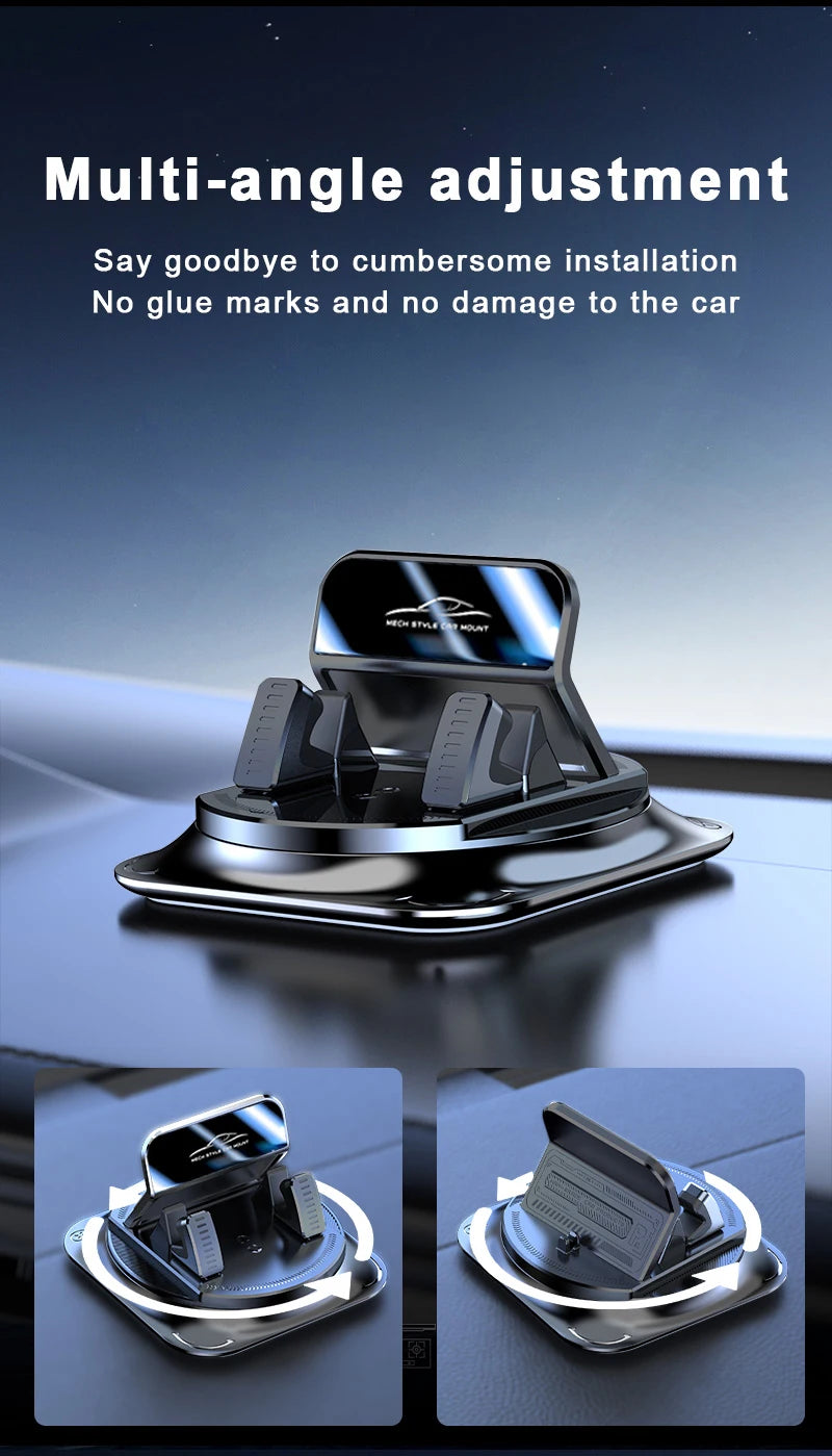 Lcars Car Phone Holder, 360 ° Rotatable, Made of Abs Material, Silicone Non-Slip Double-Sided Adhesive Pad, Does Not Damage the Interior, Suitable for Dashboard Navigation, Can Be Used for Car Navigation, Office, Home, Mobil