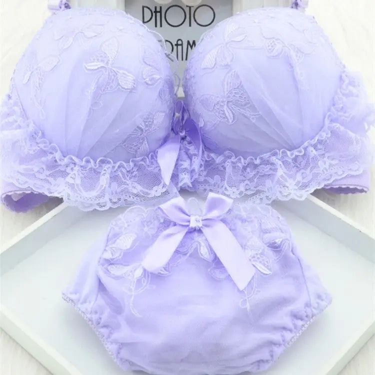 ropa de mujer Bra Set Sexy Lingerie Low Waist Cute Panties Female Bralette Brassiere Soft Wirefree laides Underwear Sets