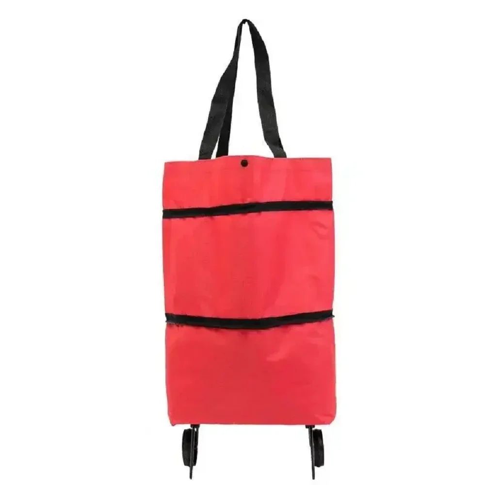 Foldable Shopping Bag with Wheels Lightweight Portable Hand Pull Cart for Groceries, Market & Package Pickup