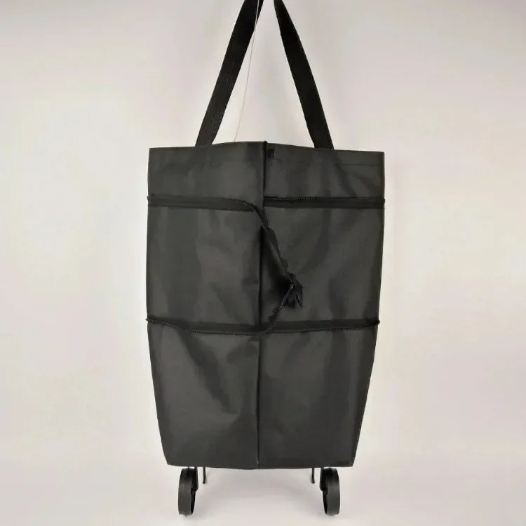 Foldable Shopping Bag with Wheels Lightweight Portable Hand Pull Cart for Groceries, Market & Package Pickup