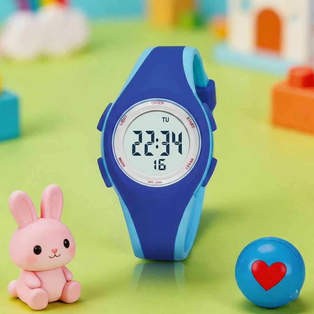 OHSEN Kids Digital Sport Watches 50M Waterproof Electronic Wristwatch Stop Watch LED Clock Children Watch For Boys Girls