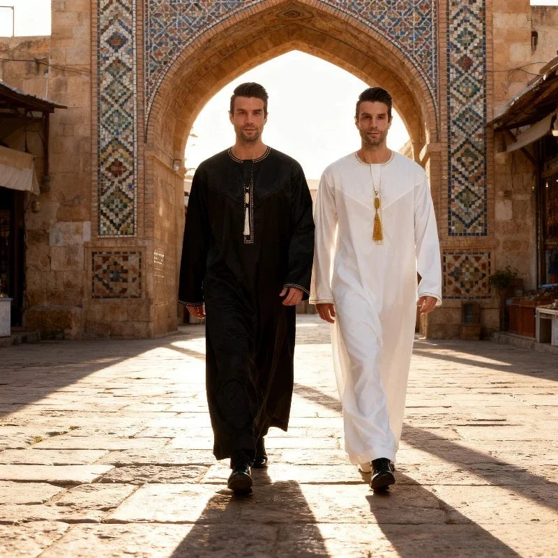 Muslim Men's Eid Al Fitr Dress Men Abaya Islamic Eid Al Fitr 2026 Ramadan Robe Saudi Muslims Wear Dubai Arabian Dress