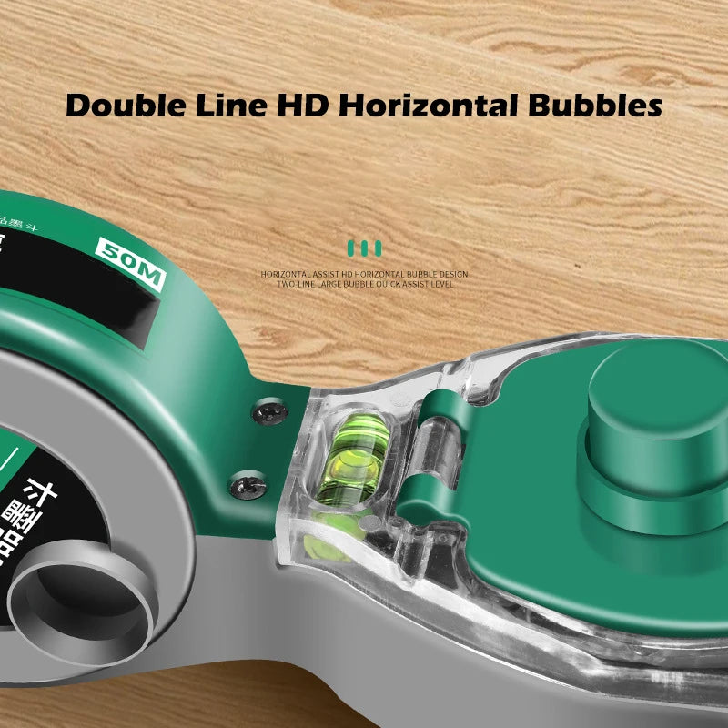 Construction Site Chalk Line Tool Woodworker'S Hand-Cranked Retractable Chalk Line Portable Spirit Level Line Marking Tool