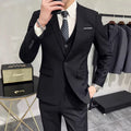 Groom's Wedding Dress ( Jacket + Vest + Pants ) High End Brand Solid Color Men's Casual Business Office Formal Suit 3Pcs Sets