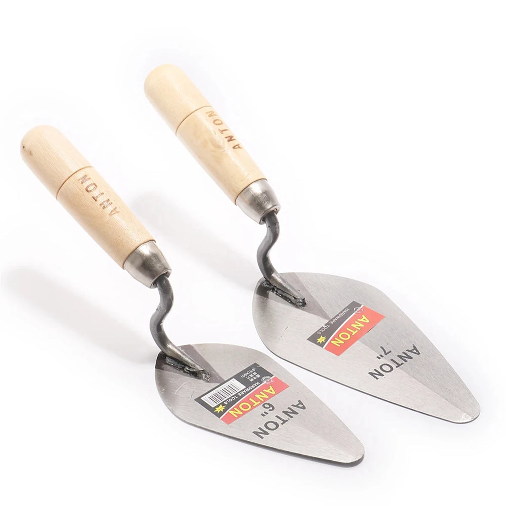 Carbon Steel Plastering Trowel 6 inch 7 inch Pointed Bricklaying Knife Round Wooden Handle Trowel Wall Brick Trowel Mason Tools