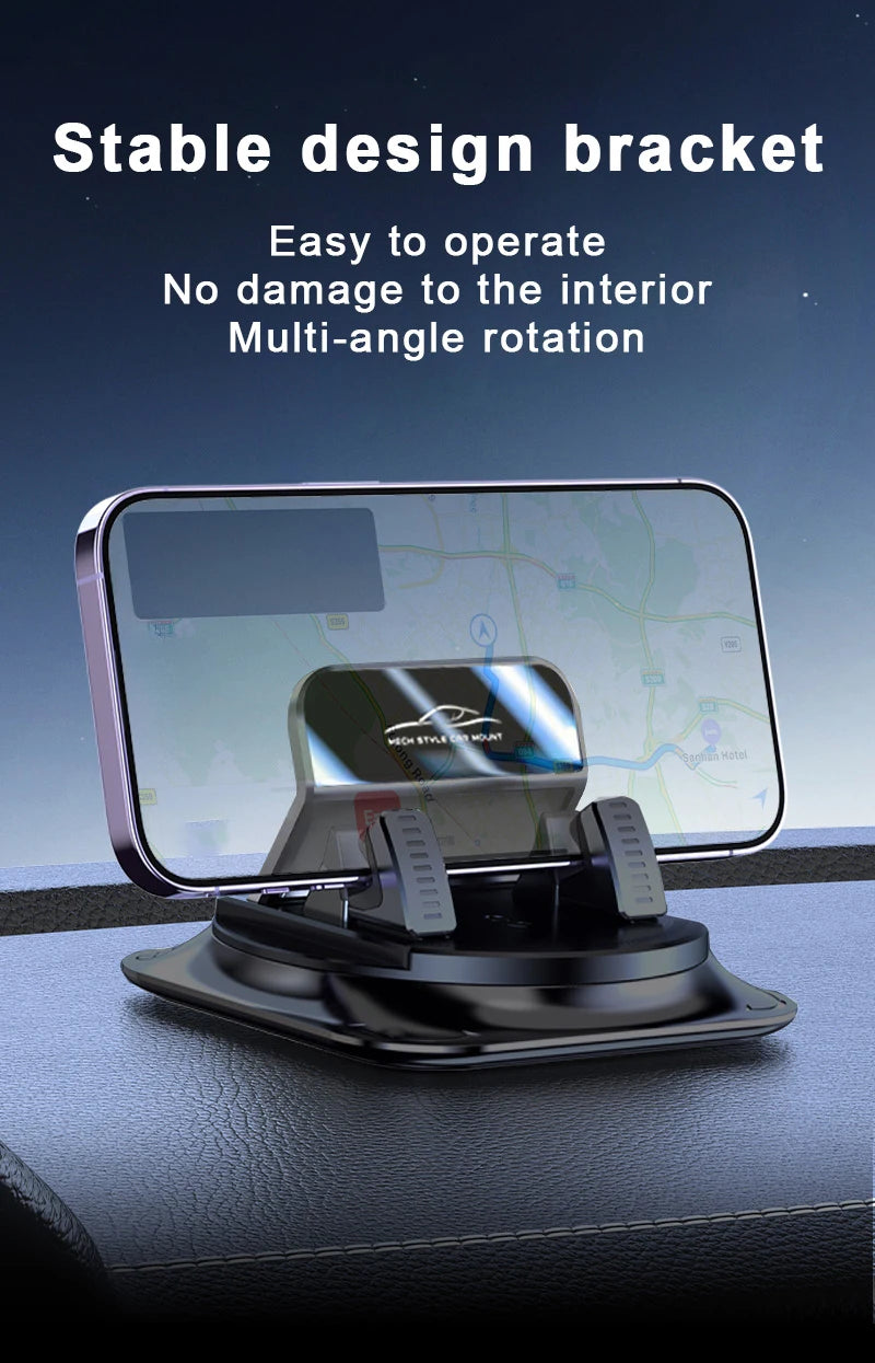 Lcars Car Phone Holder, 360 ° Rotatable, Made of Abs Material, Silicone Non-Slip Double-Sided Adhesive Pad, Does Not Damage the Interior, Suitable for Dashboard Navigation, Can Be Used for Car Navigation, Office, Home, Mobil