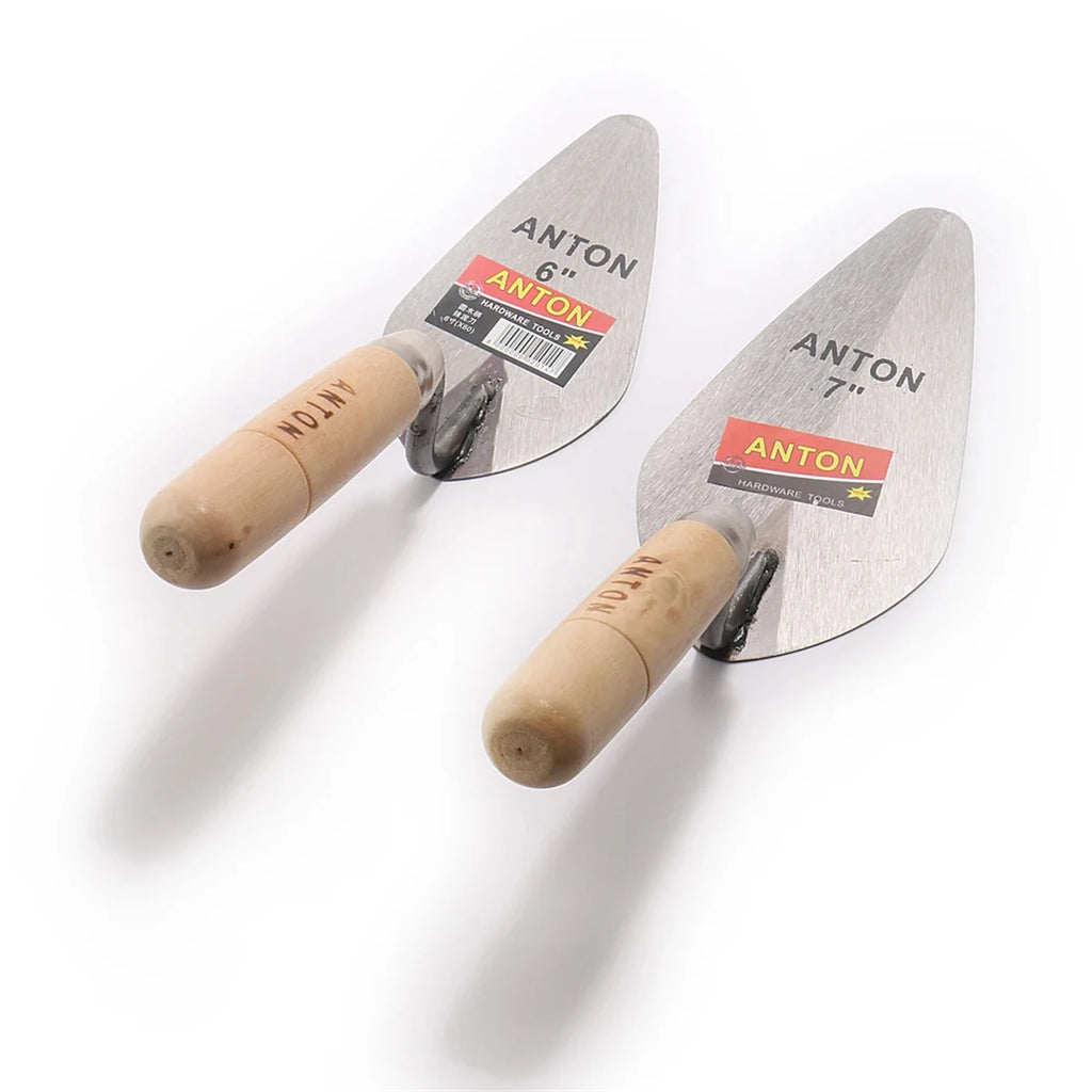 Carbon Steel Plastering Trowel 6 inch 7 inch Pointed Bricklaying Knife Round Wooden Handle Trowel Wall Brick Trowel Mason Tools
