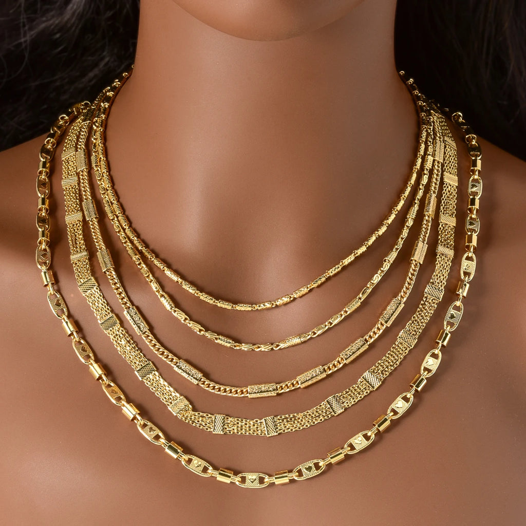 Trendy 18K Gold Plated Chain Necklace for Men Women Luxury Thick Cuban Link Jewelry Textured Design Statement Gift