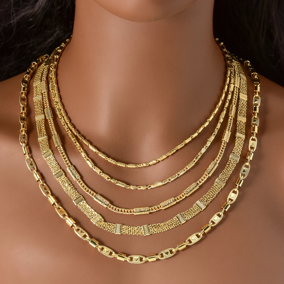 Trendy 18K Gold Plated Chain Necklace for Men Women Luxury Thick Cuban Link Jewelry Textured Design Statement Gift
