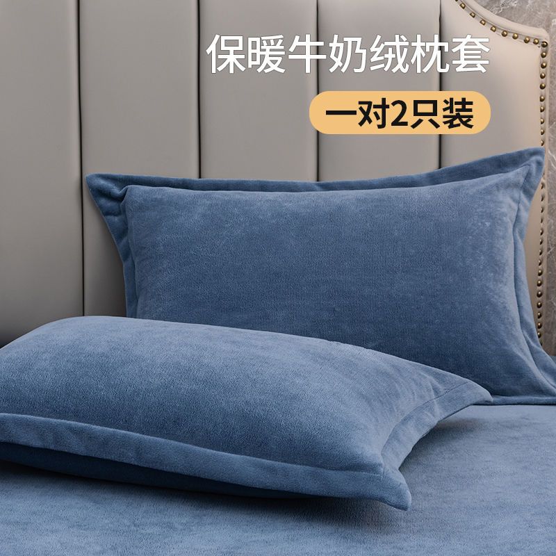 Coral Fleece Soft Winter Pillowcase Solid Plain Simple Home Bedroom House Hold Pillow Case Cover Zipper Warm  Comfortable