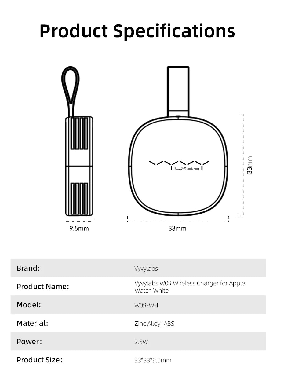 VYVYLABS Wireless Charging Portable Magnetic Watch Wireless Fast Charger Smartwatch Refresh Rate for iWatch Series 6 5 3 2 1