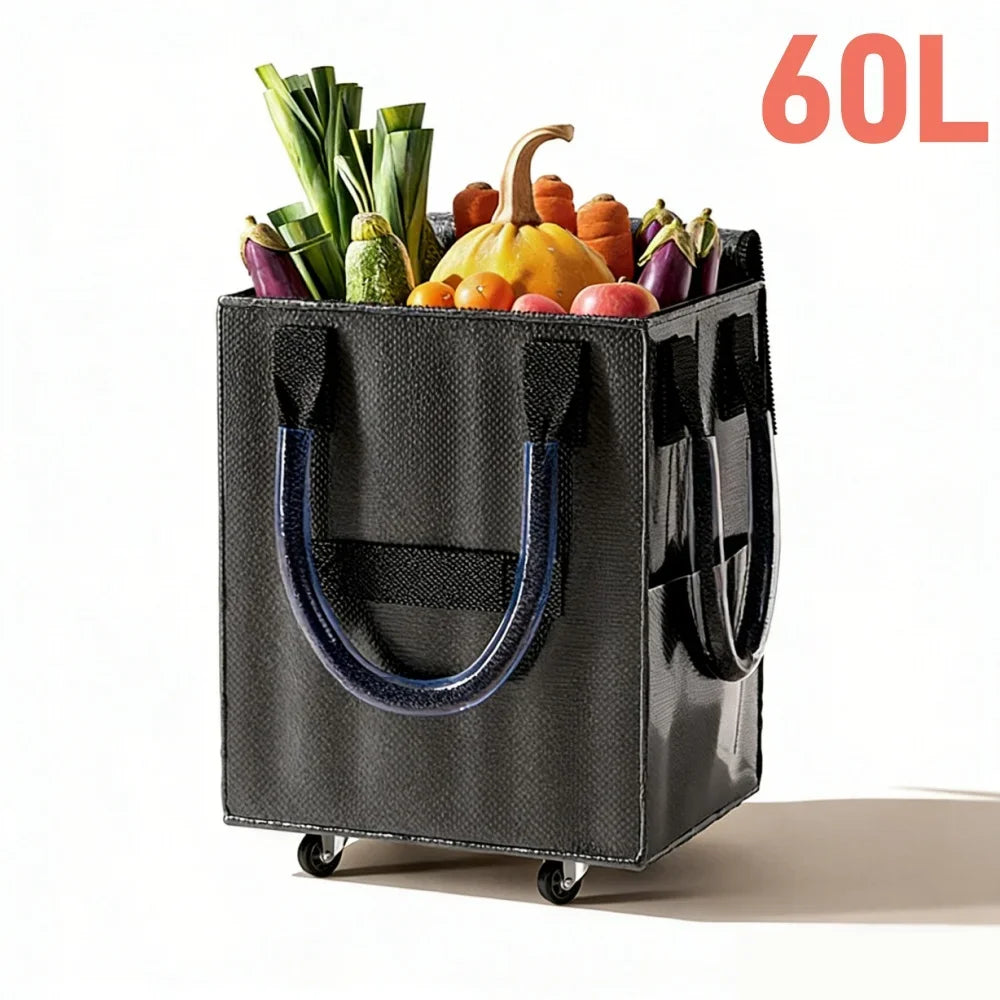 Reusable Grocery Bags on Wheels, Rolling Tote Bag, Shopping Trolley, Large Backpack Shopping Carts for Groceries