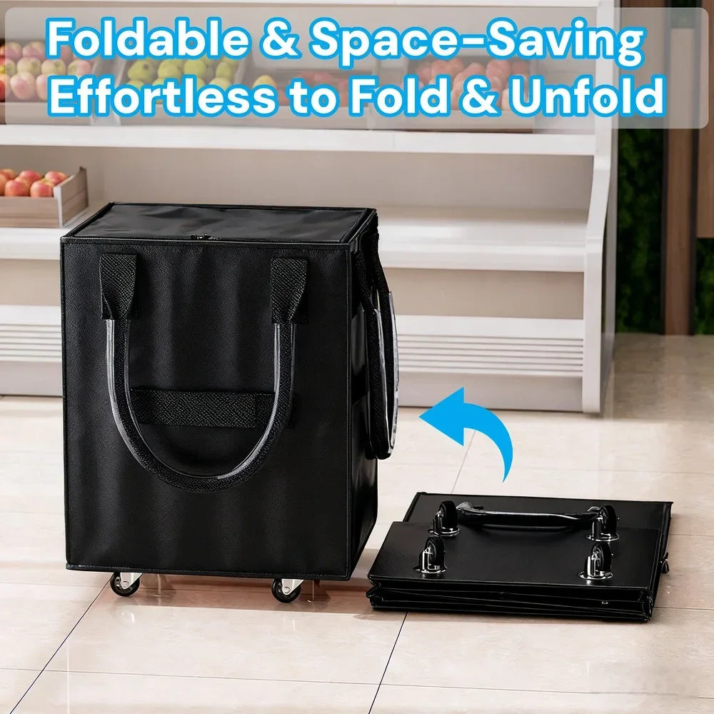 Reusable Grocery Bags on Wheels, Rolling Tote Bag, Shopping Trolley, Large Backpack Shopping Carts for Groceries