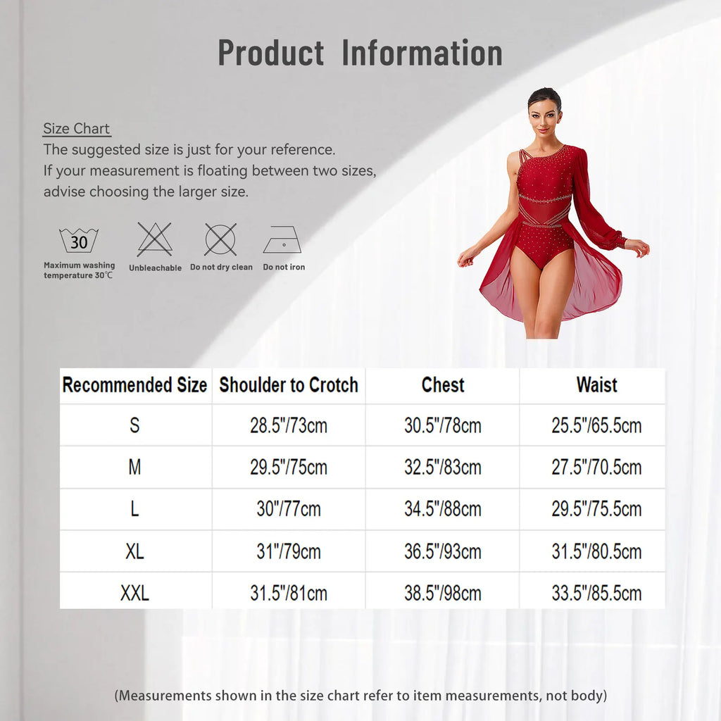 Women Latin Dress Lyrical Modern Dancing Costume Fashion One-shoulder Single Sleeve Rhinestone Press Button Design Rhythm Dress