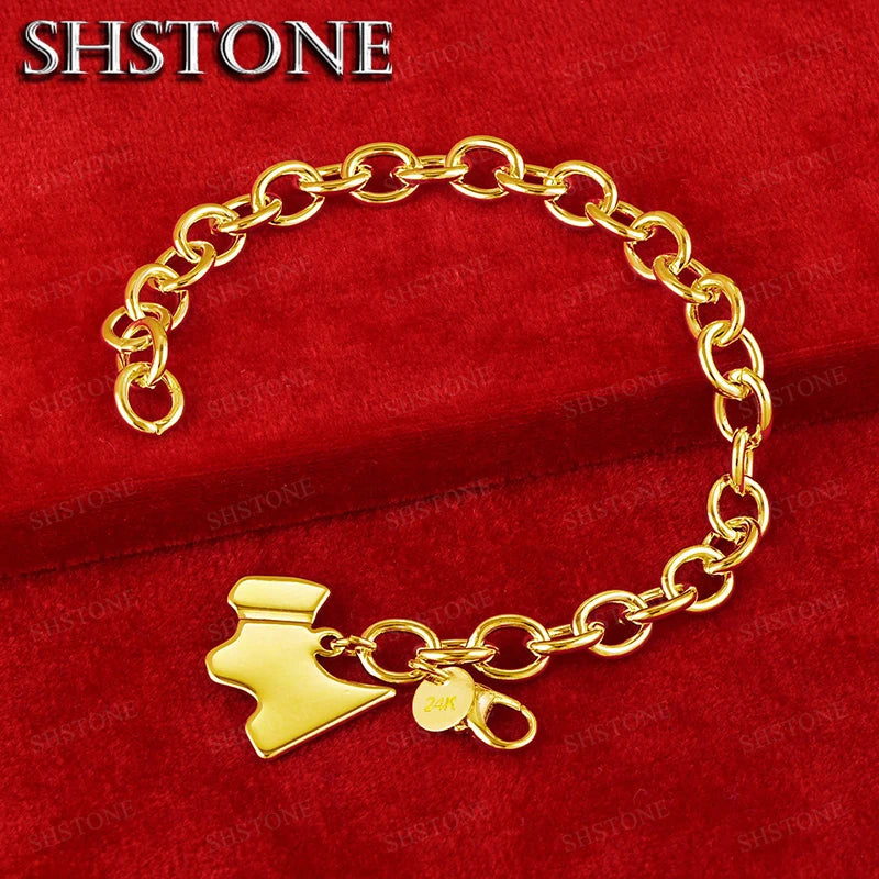 18K Gold Dog Label Pendant Bracelets For Women Men Birthday Party Fashion Charm Fine Jewelry Christmas Gift