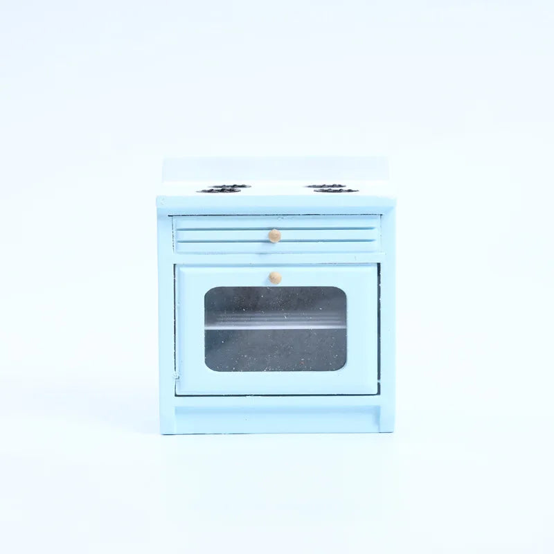 Exquisite 1:12 Miniature Dollhouse Kitchen Cabinet and Sink Set  Cooking Table and Miniature Food Models Birch