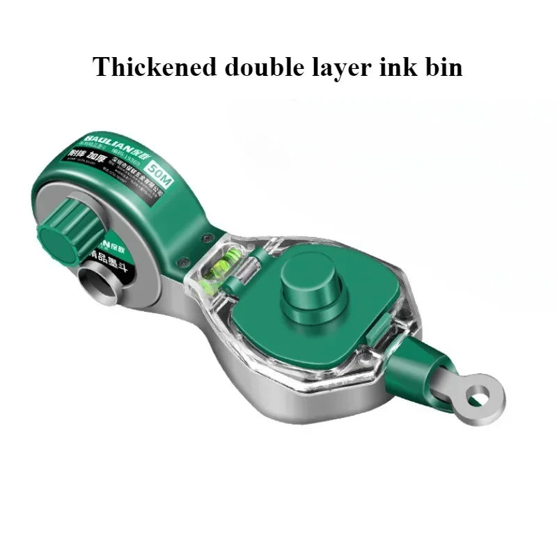 Construction Site Chalk Line Tool Woodworker'S Hand-Cranked Retractable Chalk Line Portable Spirit Level Line Marking Tool