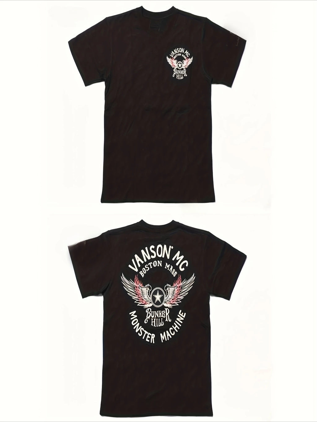 Men's T-shirt - Black Casual Short-sleeved Top with White and Red Wing Design, Suitable for Daily Wear, Gym Trips and Parties