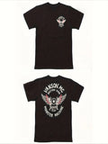 Men's T-shirt - Black Casual Short-sleeved Top with White and Red Wing Design, Suitable for Daily Wear, Gym Trips and Parties