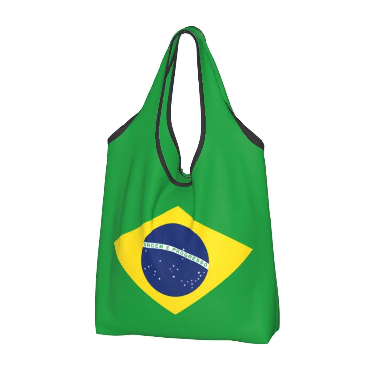 Brazil Flag Groceries Shopping Bag Cute Shopper Tote Shoulder Bag Big Capacity Portable Handbag