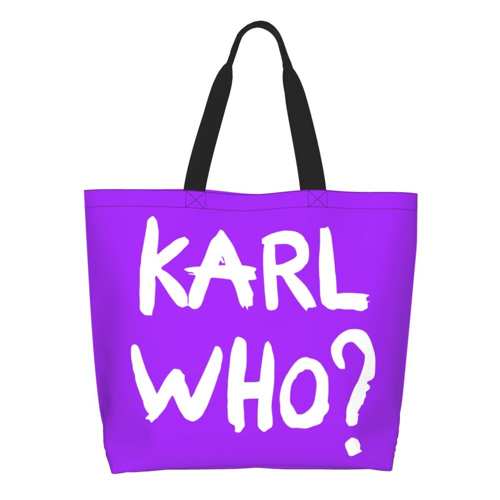 Custom Kawaii Karl Who Slogan Shopping Tote Bags Reusable Canvas Groceries Shopper Shoulder Bag