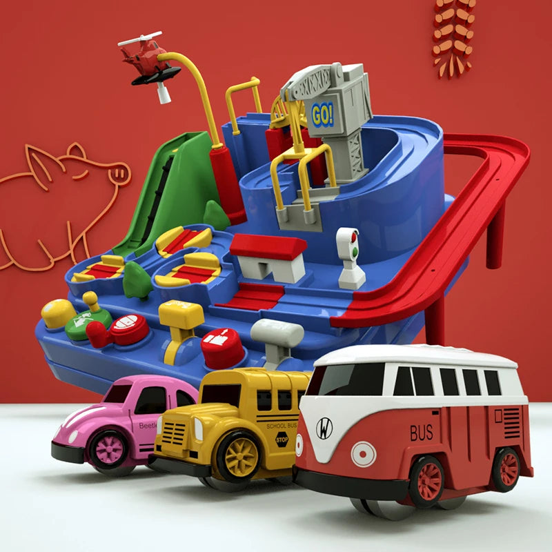 Racing Rail Car Model Educational Toys Children Track Adventure Game Brain Mechanical Interactive Train Animals Space Rocket Toy