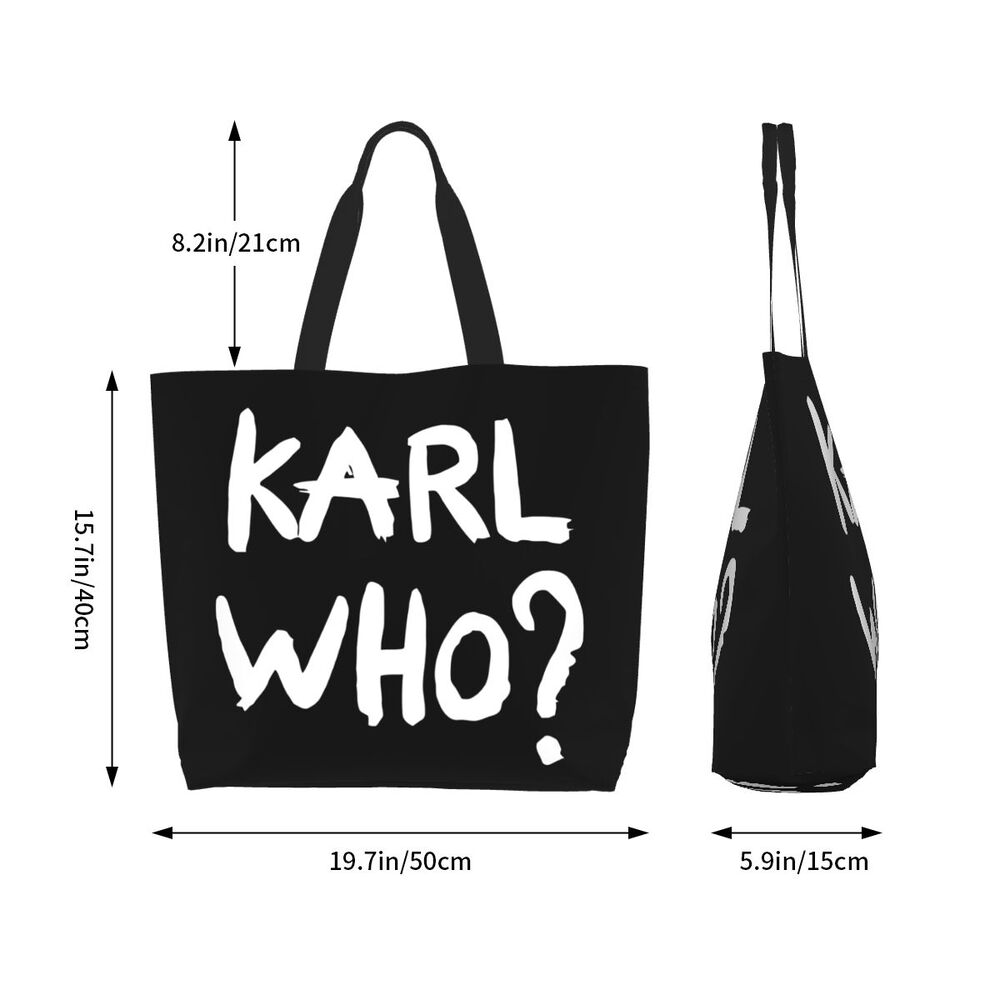 Custom Kawaii Karl Who Slogan Shopping Tote Bags Reusable Canvas Groceries Shopper Shoulder Bag