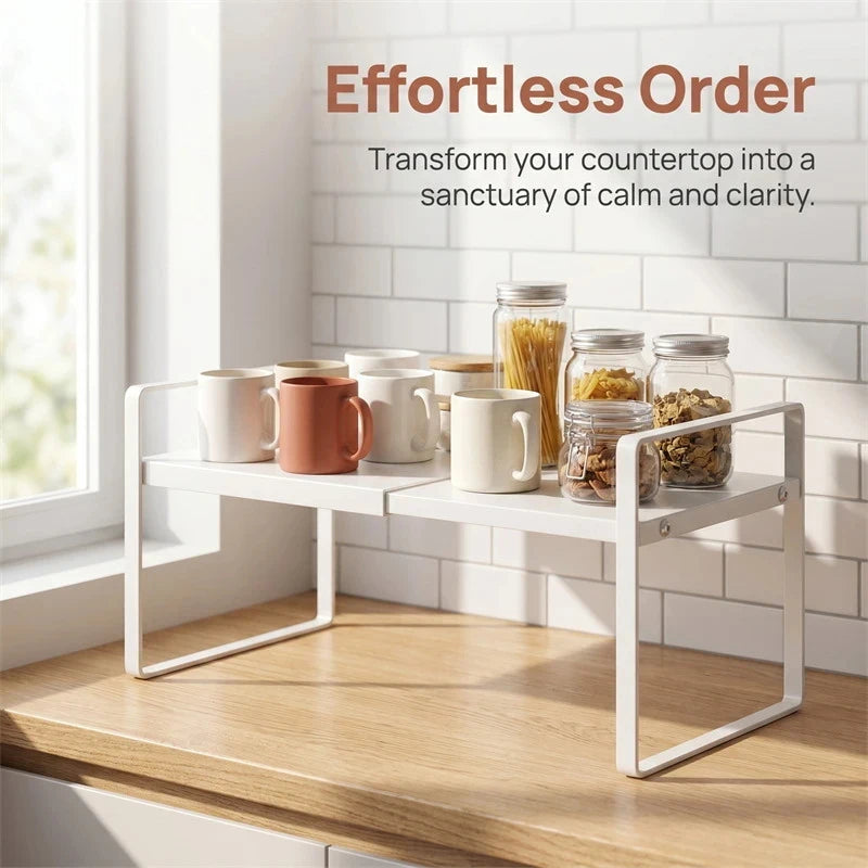 Kitchen Storage Rack under the Sink, Layered Shelf in the Cabinet, Countertop, Extendable Cabinet, Dish Storage Rack for Home