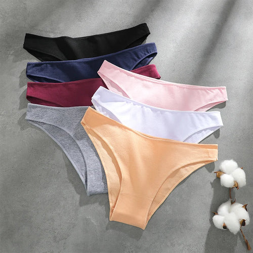 4PCS Seamless Cotton Panties Women Solid Color Briefs Sexy Low Waist Underpants Female Breathable Underwear Ladies Stretch Panti