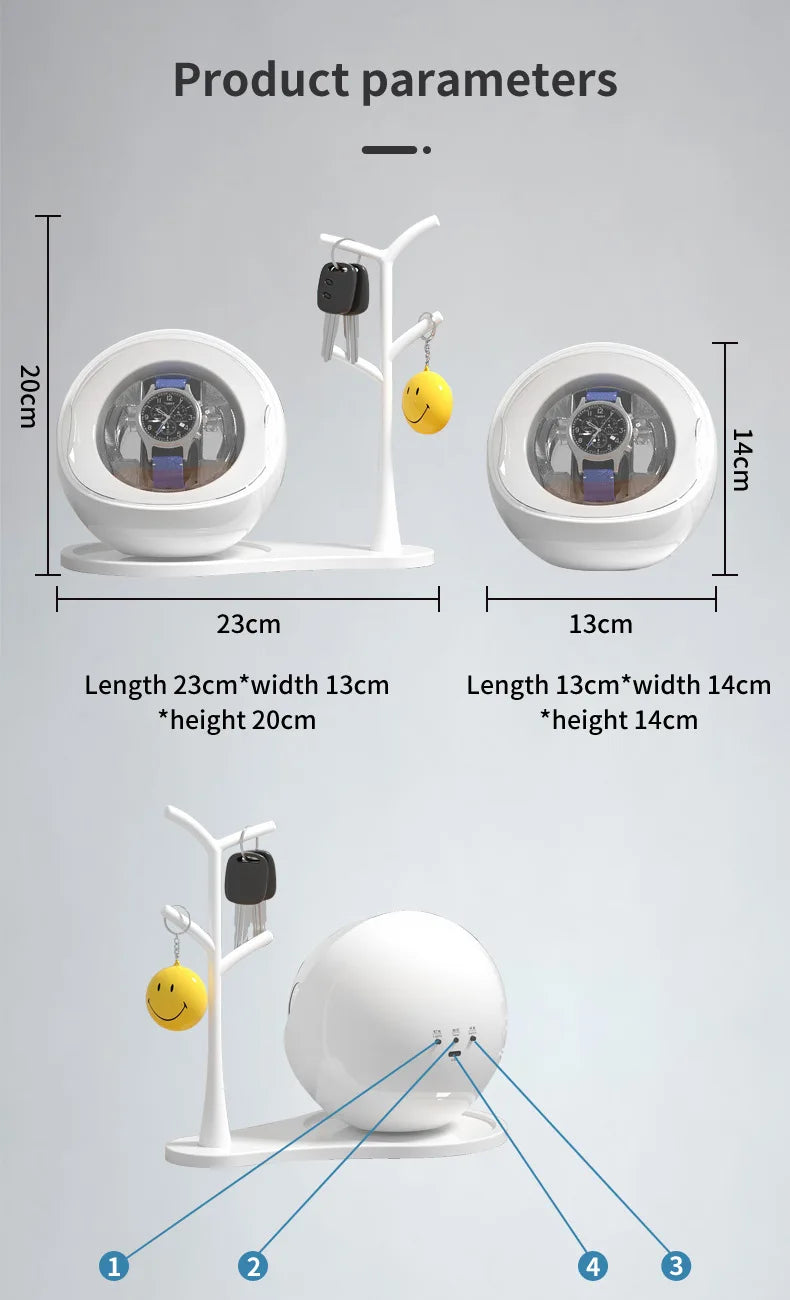Watch Winder Automatic Mechanical Watch Rotator Silent Anti-Magnetic Motor USB Powered 1-2 Slots Storage Box