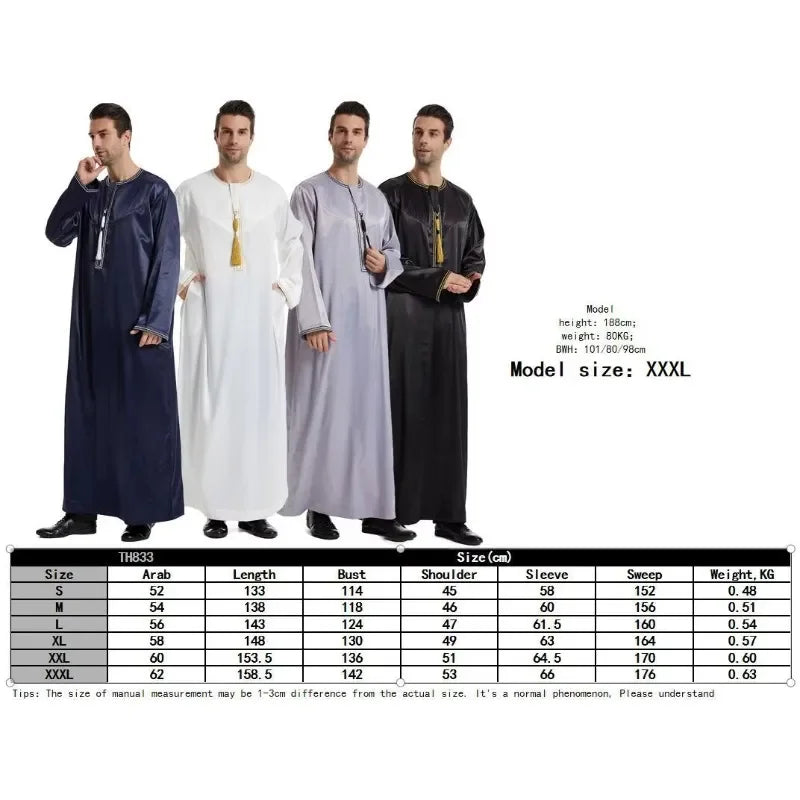 Muslim Men's Eid Al Fitr Dress Men Abaya Islamic Eid Al Fitr 2026 Ramadan Robe Saudi Muslims Wear Dubai Arabian Dress