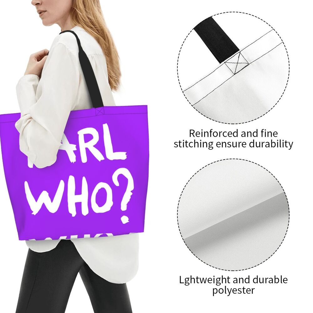 Custom Kawaii Karl Who Slogan Shopping Tote Bags Reusable Canvas Groceries Shopper Shoulder Bag
