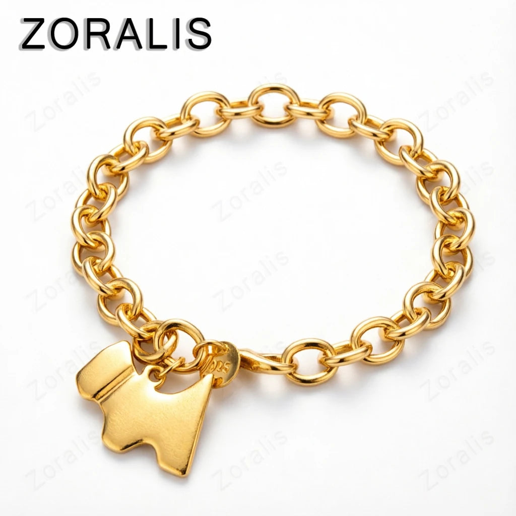18K Gold Dog Label Pendant Bracelets For Women Men Birthday Party Fashion Charm Fine Jewelry Christmas Gift