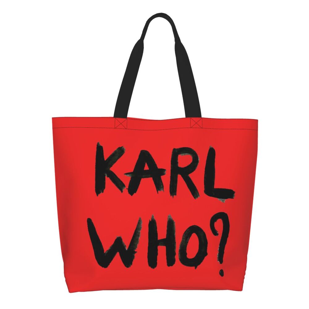 Custom Kawaii Karl Who Slogan Shopping Tote Bags Reusable Canvas Groceries Shopper Shoulder Bag