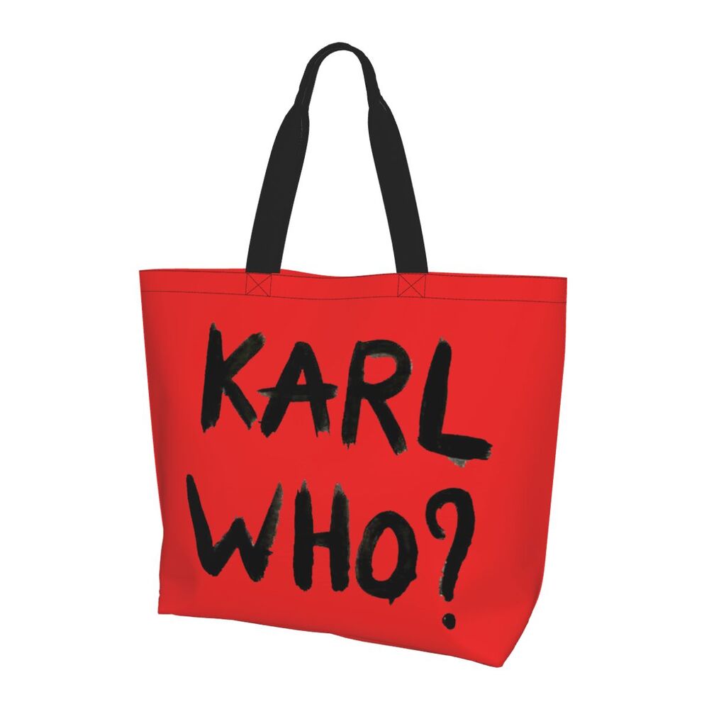 Custom Kawaii Karl Who Slogan Shopping Tote Bags Reusable Canvas Groceries Shopper Shoulder Bag