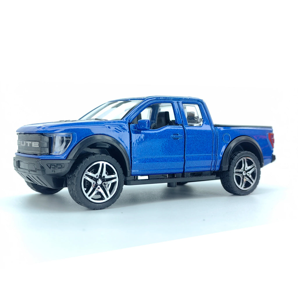 Boy’s treasured metal miniature racing car, realistic spring-powered off-road vehicle, baby-sized toy car.