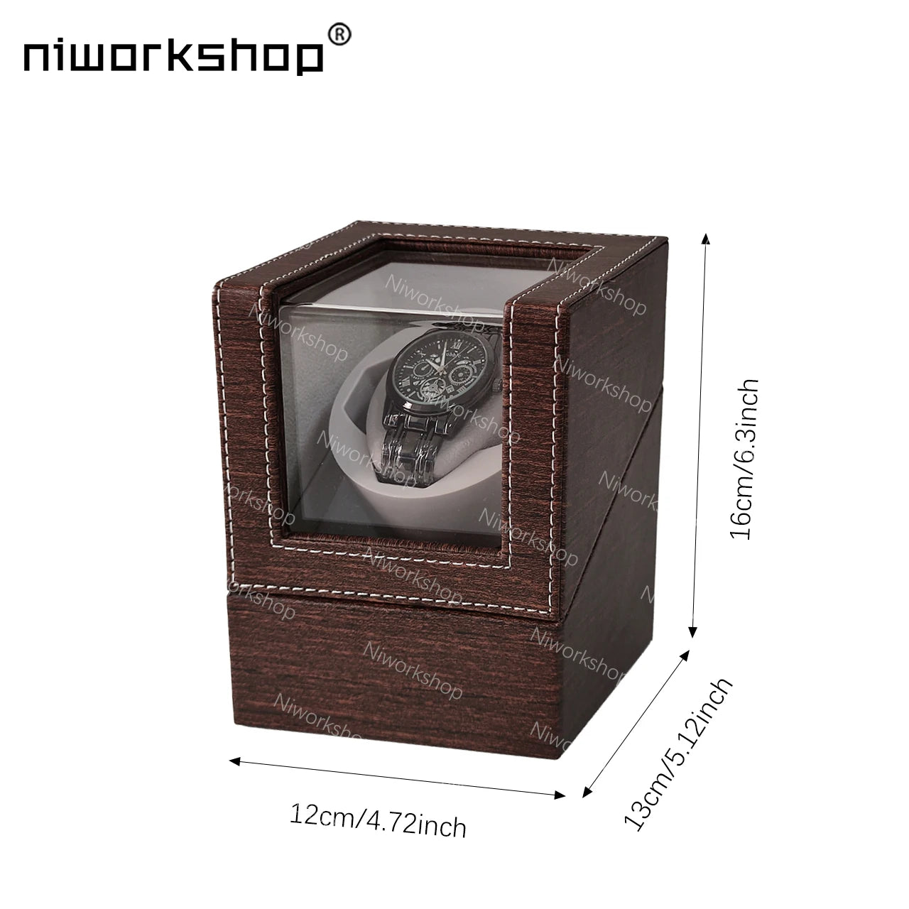 Watch Winder for Automatic Watches, Single Automatic Watch Winder Box with Quiet Motor, PU Leather, USB/Battery Powered