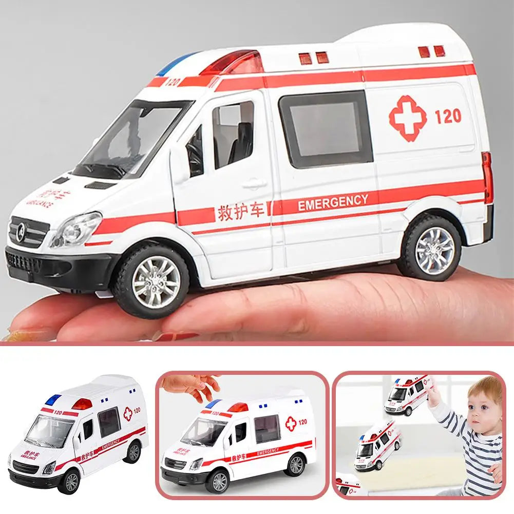 Children's Smooth Surface Coasting Toy Car Model:  Ambulance, Inertial Car battery needed
