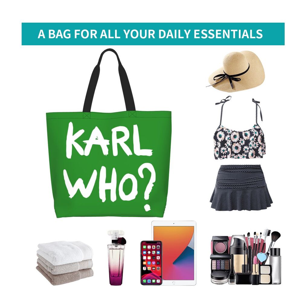 Custom Kawaii Karl Who Slogan Shopping Tote Bags Reusable Canvas Groceries Shopper Shoulder Bag