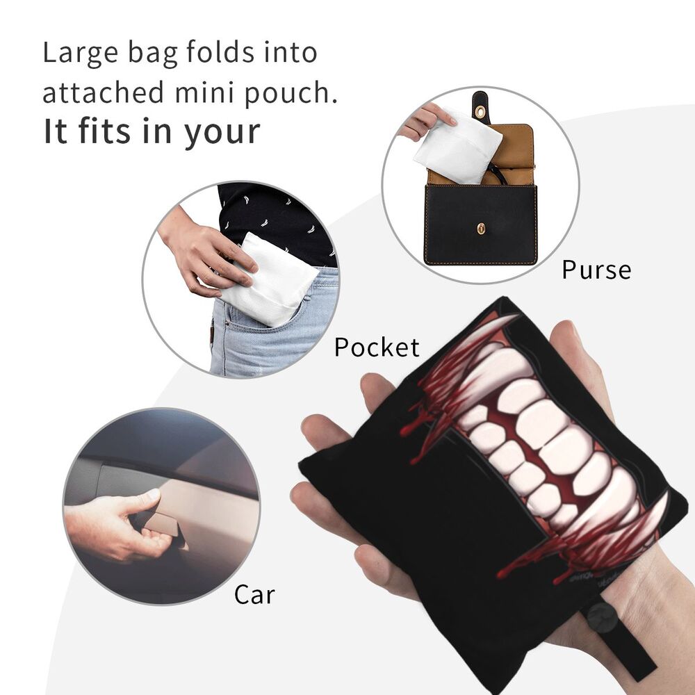 Custom Funny Gothic Vampire Shopping Tote Bags Portable Halloween Haunted Mansion Groceries Shoulder Shopper Bag