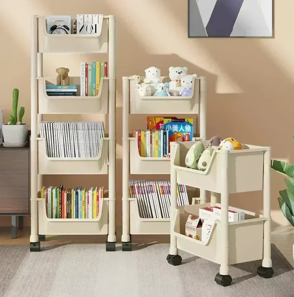 Mobile Bookshelf Multi-Layer Bathroom Shelves With Wheels Kitchen Groceries Organizer Shelf Bedroom Storage Rack Utility Cart