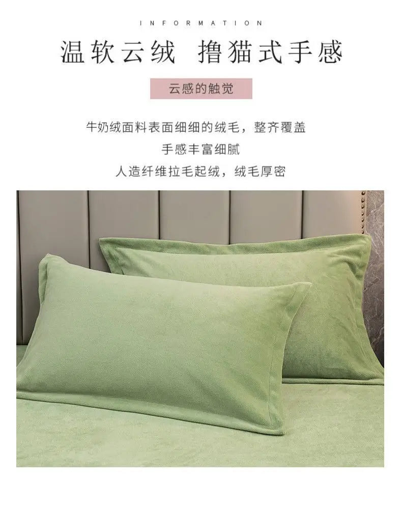 Coral Fleece Soft Winter Pillowcase Solid Plain Simple Home Bedroom House Hold Pillow Case Cover Zipper Warm  Comfortable