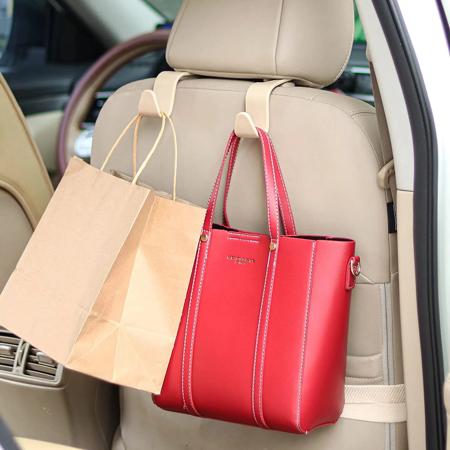 2pcs Universal Car Seat Headrest Hook Storage Hanger for Handbag Purse Coat Groceries